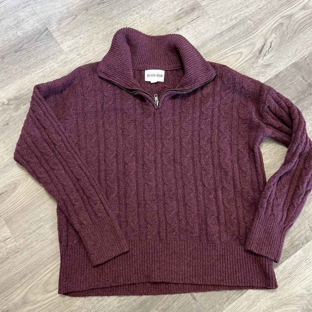 Olive & Oak Maroon Quarter zip sweater size M